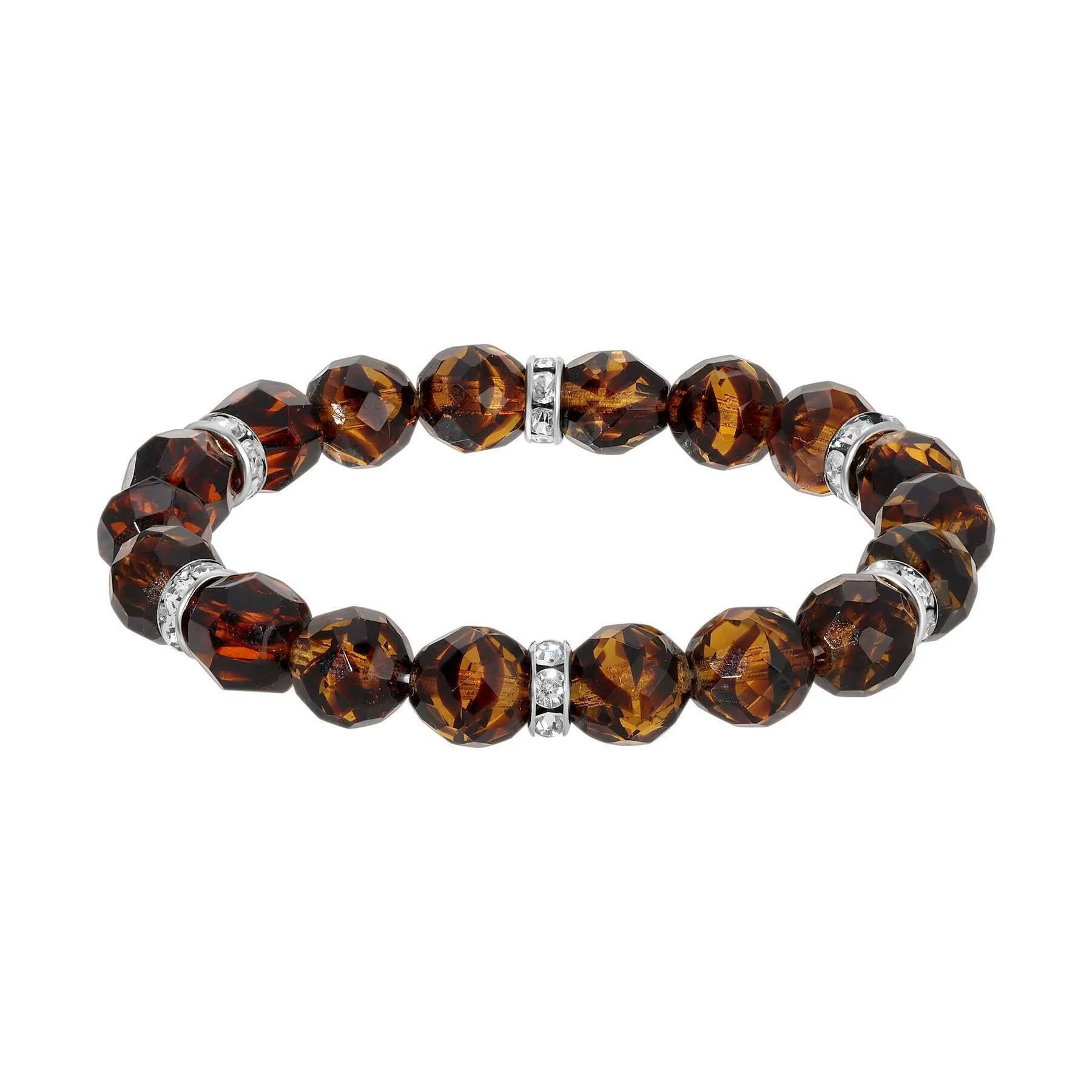 1928 Jewelry Classique Fire Polished Glass Beaded Stretch Bracelet 1928 Jewelry