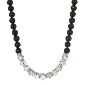 1928 Jewelry Clear & Black Diamond Crystal Jet Black Beaded Necklace 15"   3" Extension 1928 Jewelry