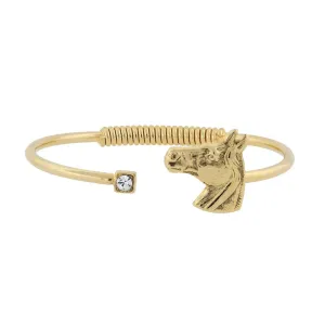 1928 Jewelry Clear Crystal And Horse Accent Hinge Bracelet 1928 Jewelry