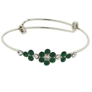 1928 Jewelry Clear Crystal Flower Wire Bangle Bracelet 1928 Jewelry