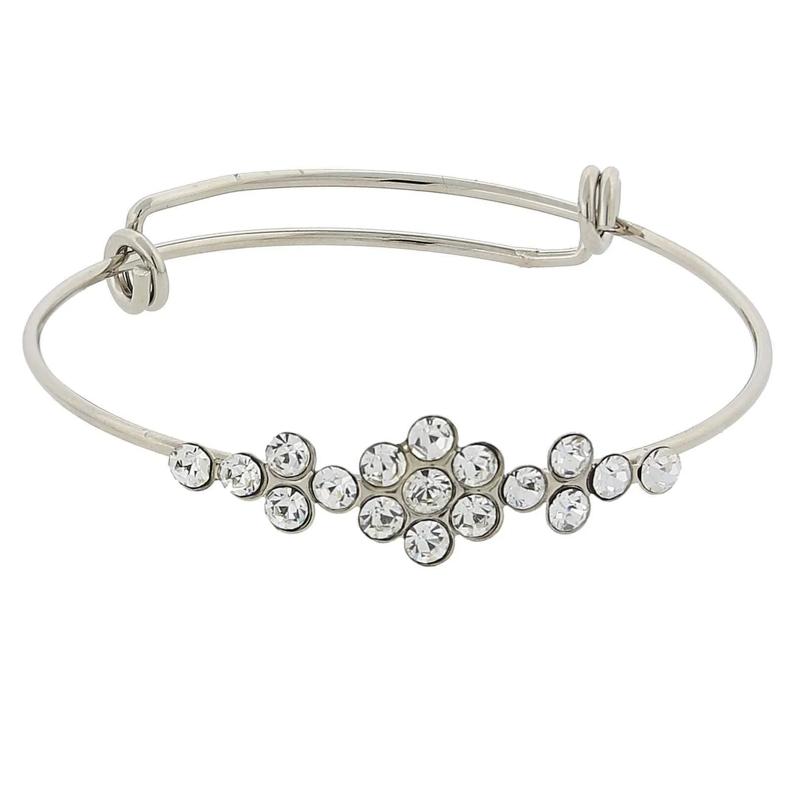 1928 Jewelry Clear Crystal Flower Wire Bangle Bracelet 1928 Jewelry