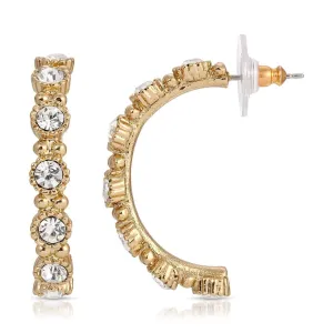 1928 Jewelry Clear Crystal Half Hoop Earrings 1928 Jewelry