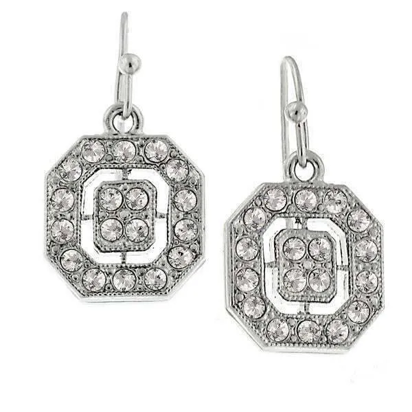 1928 Jewelry Clear Crystal Octagon Drop Earrings 1928 Jewelry