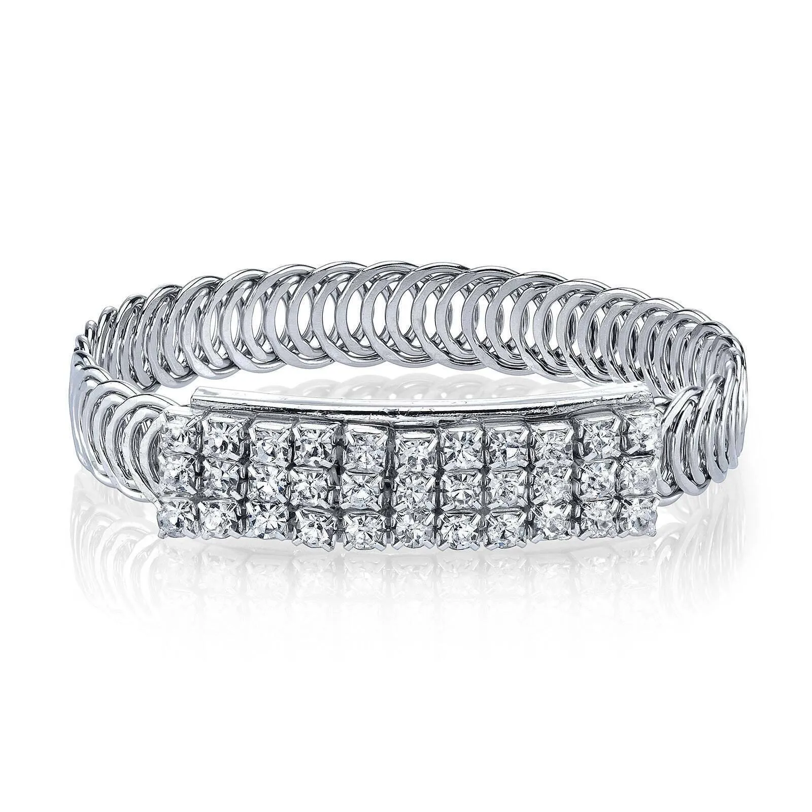 1928 Jewelry Clear Crystal Rhinestone Slim Belt Bracelet 1928 Jewelry