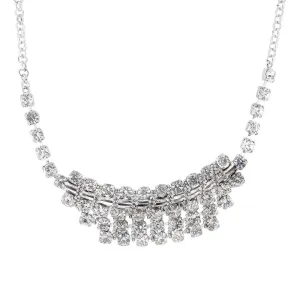 1928 Jewelry Clear Crystal Statement Bib Necklace 18" 1928 Jewelry