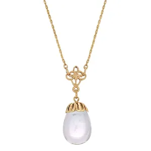 1928 Jewelry Clear Glass Egg Pendant Necklace 16"   3" Extender 1928 Jewelry