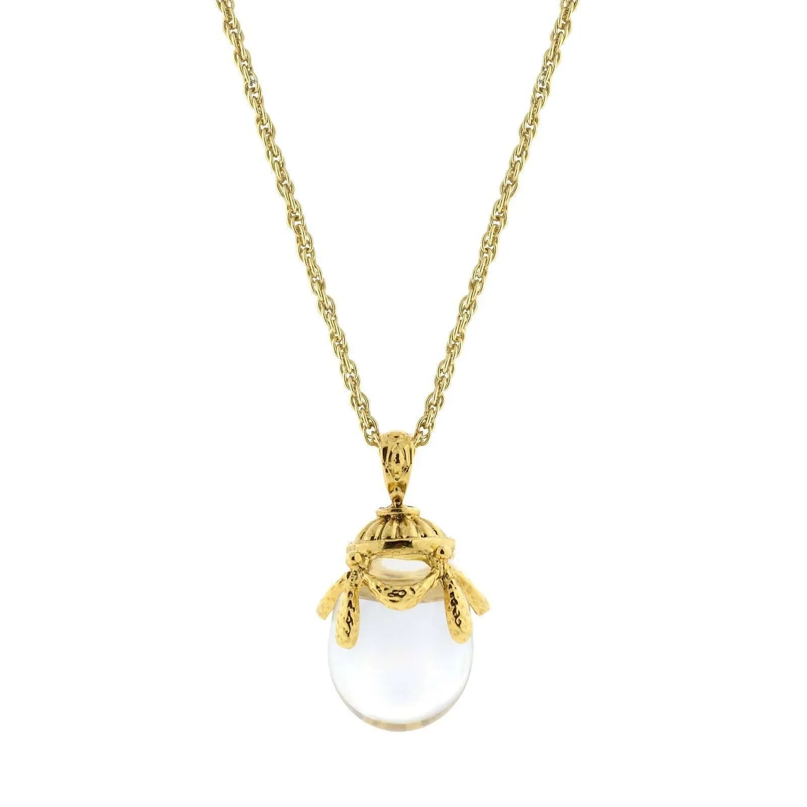 1928 Jewelry Clear Glass Egg Pendant Necklace 30" 1928 Jewelry