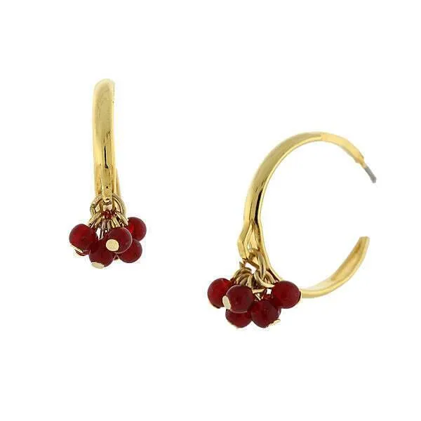 1928 Jewelry Cluster Beaded Post Hoop Earrings 1928 Jewelry