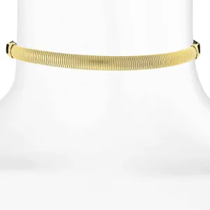 1928 Jewelry Cobra Chain Choker With Black Satin Ribbon Necklace 12"   5" Extender 1928 Jewelry