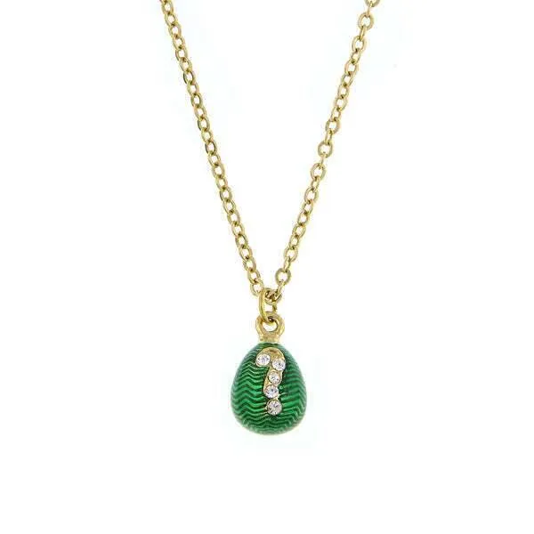 1928 Jewelry Cobra Crystal Accent Green Egg Pendant Necklace 18" 1928 Jewelry