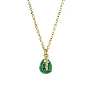 1928 Jewelry Cobra Crystal Accent Green Egg Pendant Necklace 18" 1928 Jewelry
