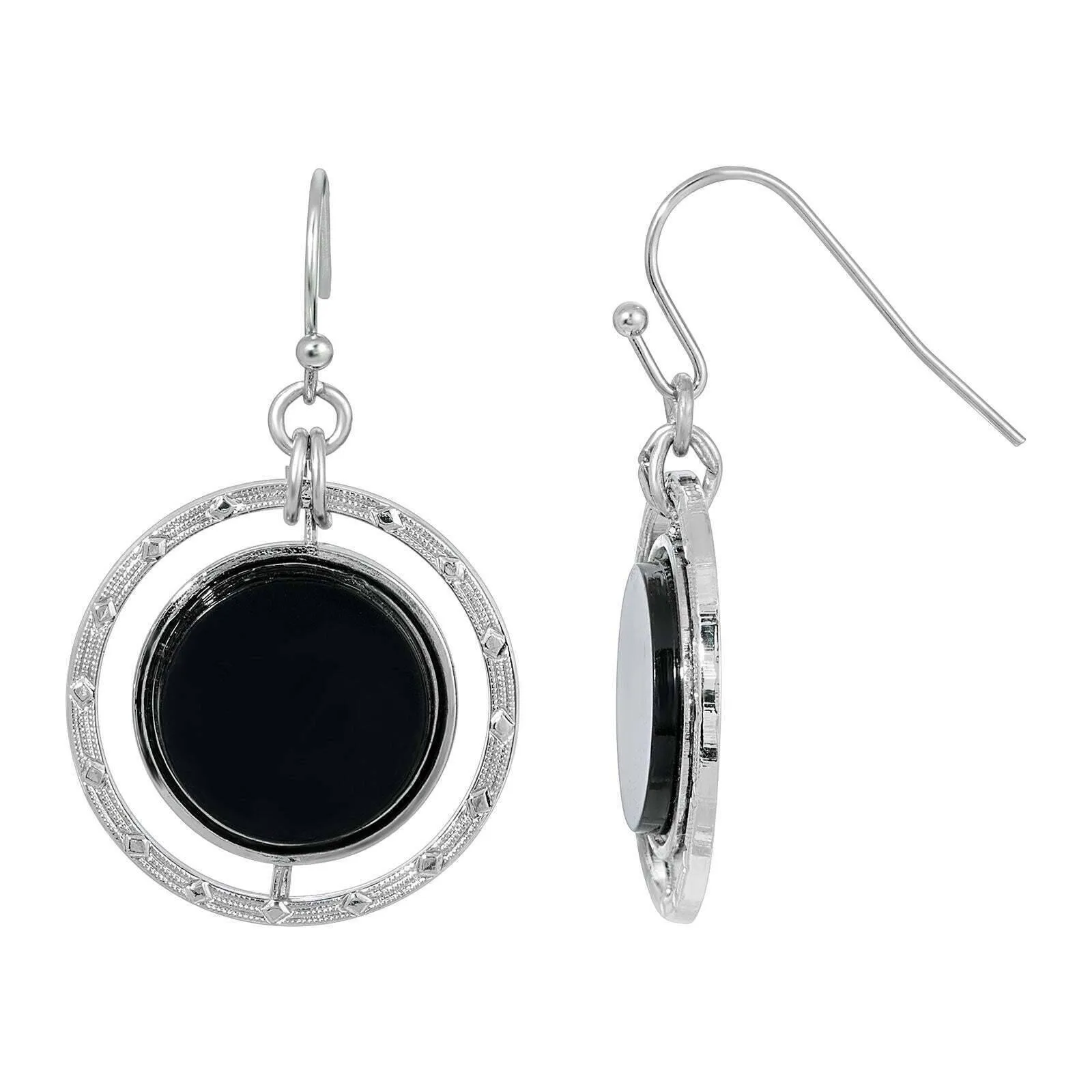 1928 Jewelry Concentric Black Stone Drop Earrings 1928 Jewelry