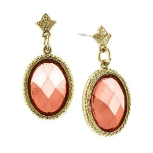 1928 Jewelry Coral Oval Faceted Drop Earrings 1928 Jewelry