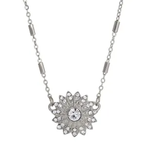 1928 Jewelry Cosmos Flower Crystal Pendant Necklace 16"   3" Extension 1928 Jewelry