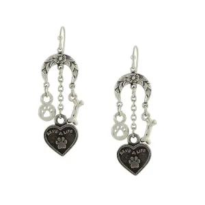1928 Jewelry Crescent Flower Moon Save A Life Heart Bone Paw Charm Earrings 1928 Jewelry