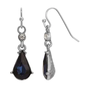1928 Jewelry Cristal De La Mer Dark Blue Dangling Earrings 1928 Jewelry