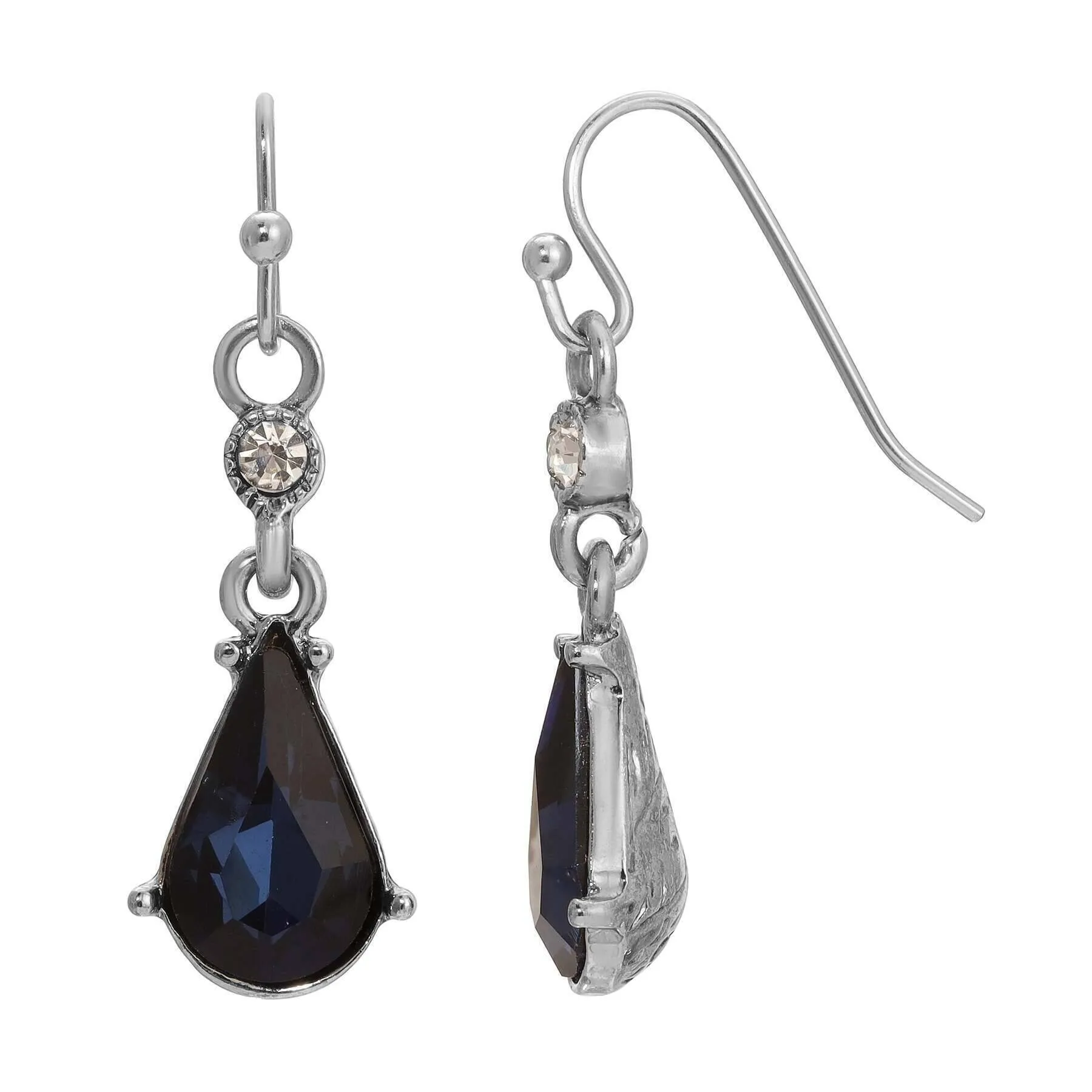 1928 Jewelry Cristal De La Mer Dark Blue Dangling Earrings 1928 Jewelry