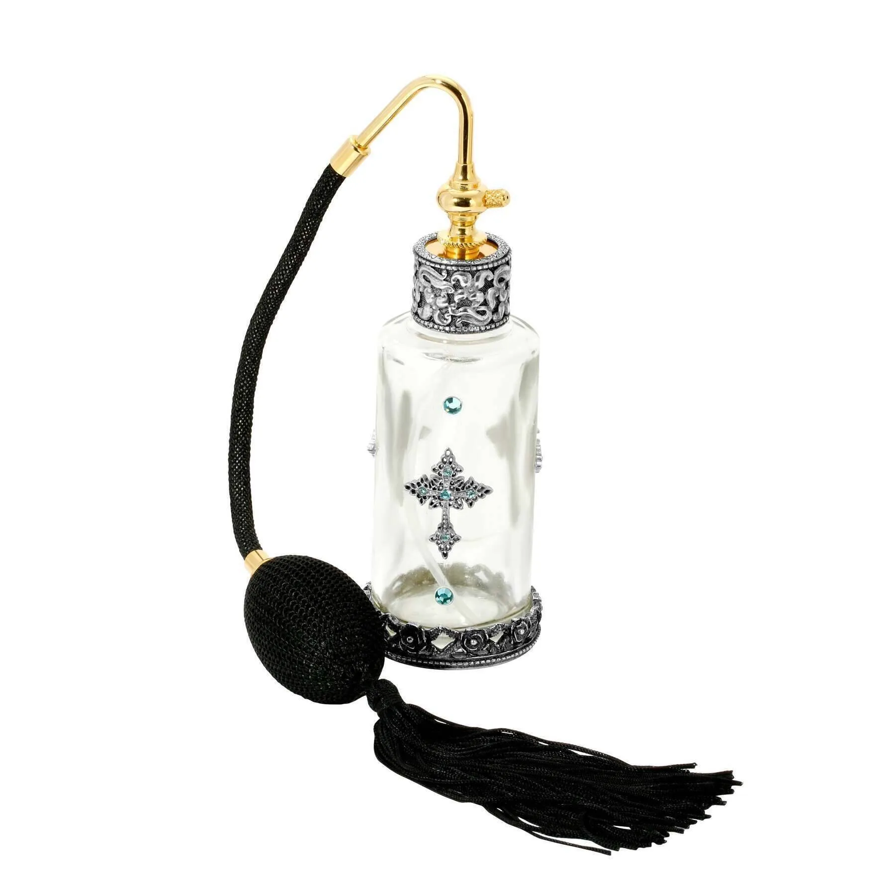 1928 Jewelry Cross Crystal Accent Glass Atomiser Perfume Spray Bottle 1928 Jewelry