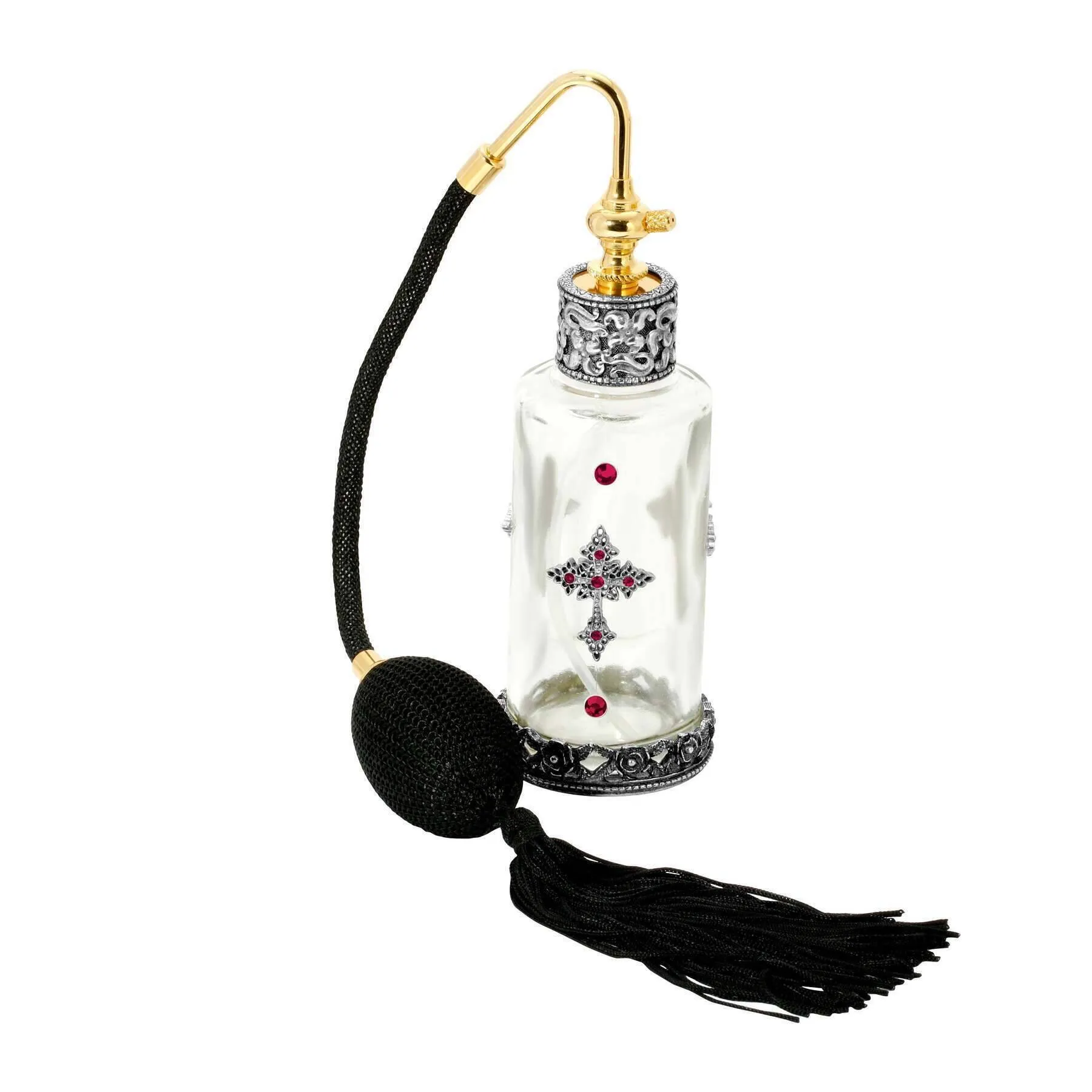 1928 Jewelry Cross Crystal Accent Glass Atomiser Perfume Spray Bottle 1928 Jewelry