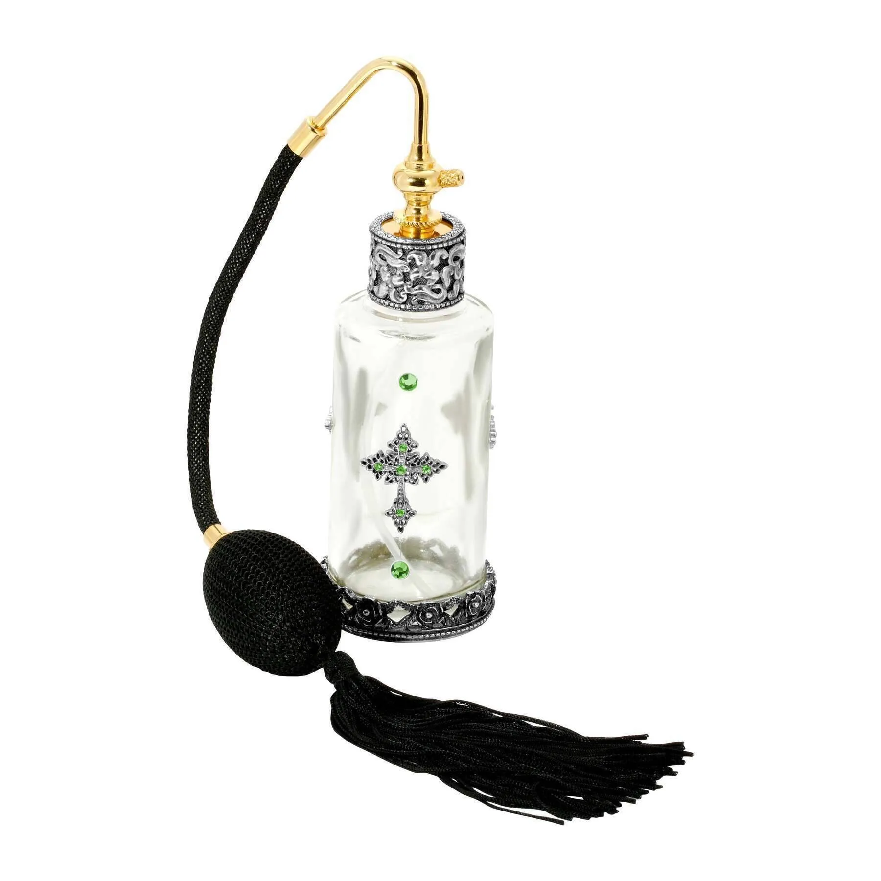 1928 Jewelry Cross Crystal Accent Glass Atomiser Perfume Spray Bottle 1928 Jewelry