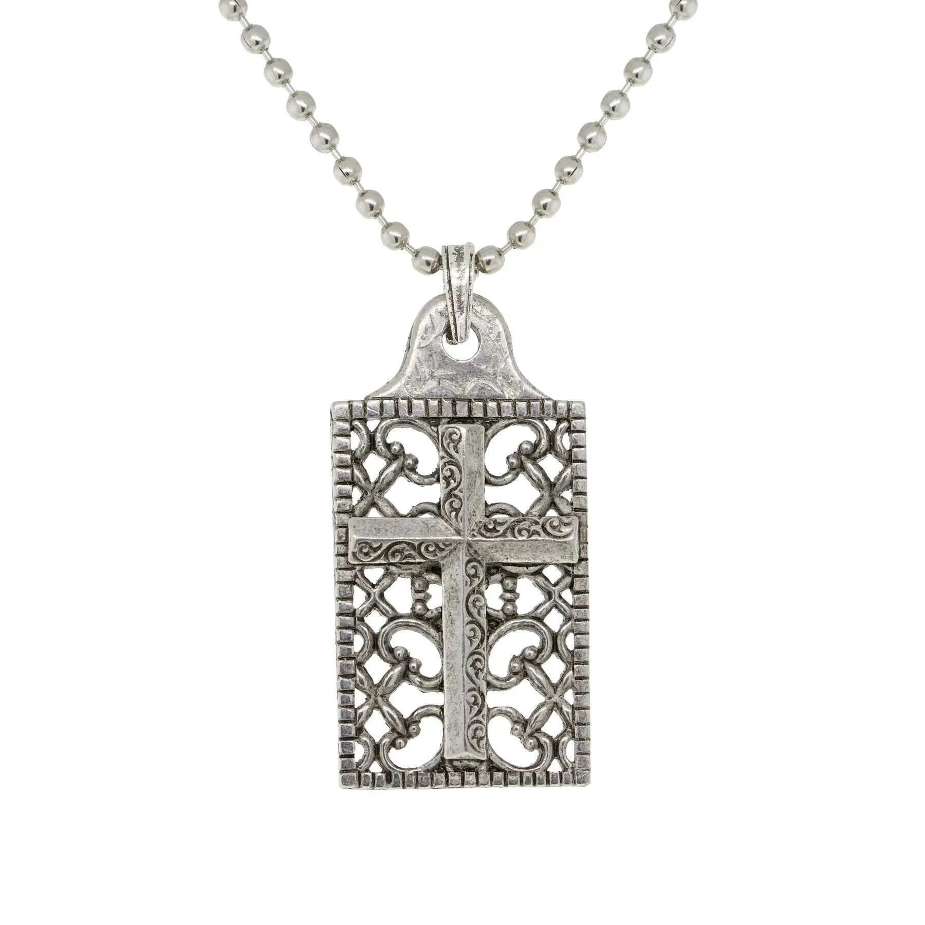 1928 Jewelry Cross Filigree Pendant Necklace 22" 1928 Jewelry