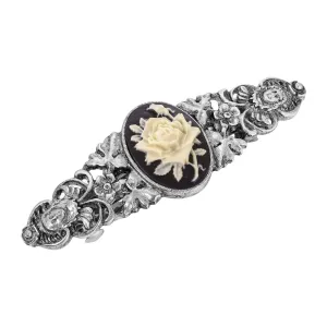 1928 Jewelry Crowned Princess Floral Cameo Hair Barrette 1928 Jewelry