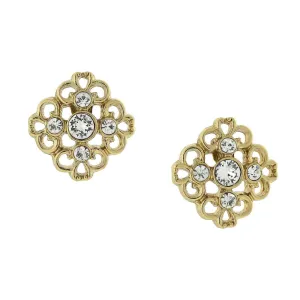1928 Jewelry Crystal Accent Filigree Button Stud Earrings 1928 Jewelry