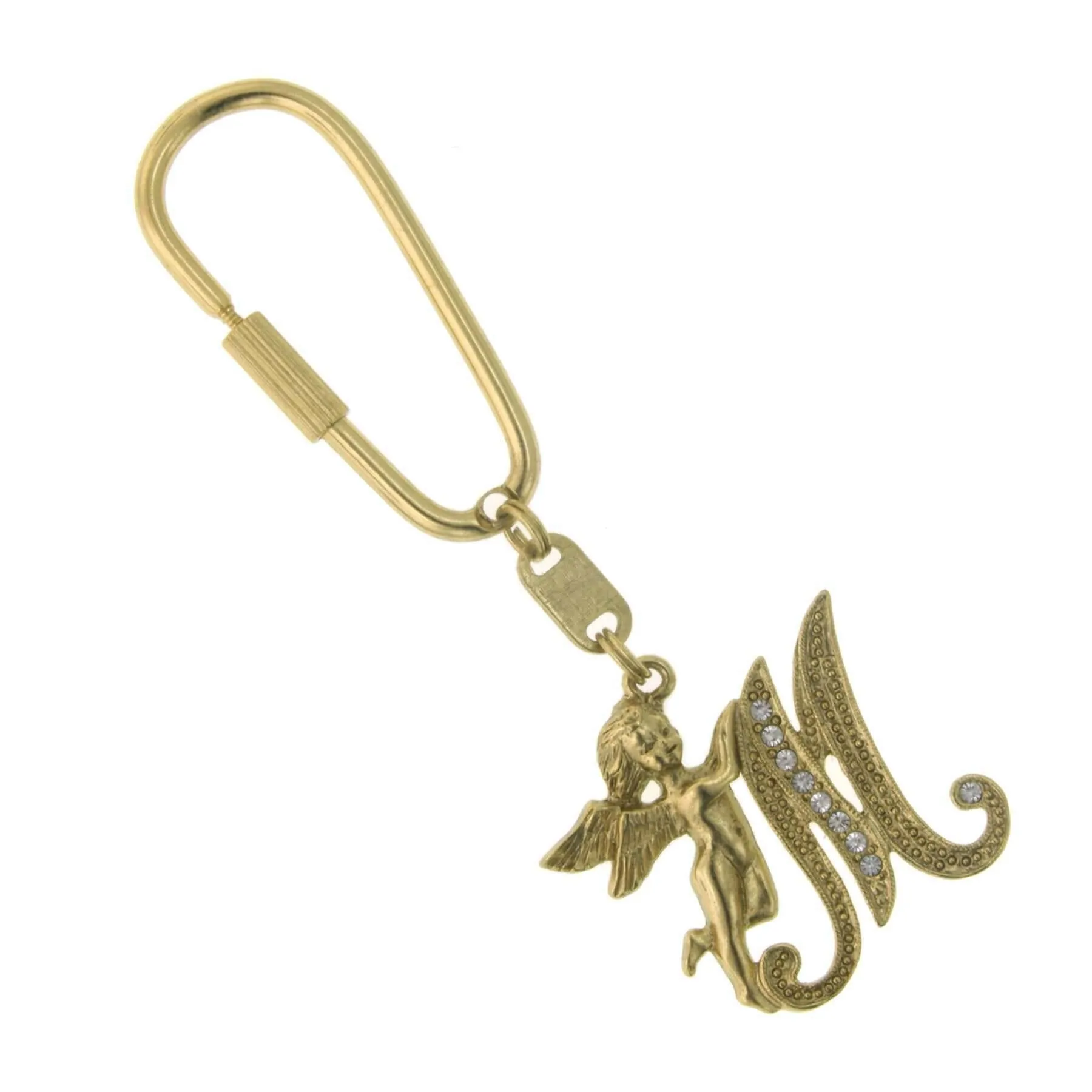 1928 Jewelry Crystal Accent Initial Angel Carabiner Key Chain 1928 Jewelry