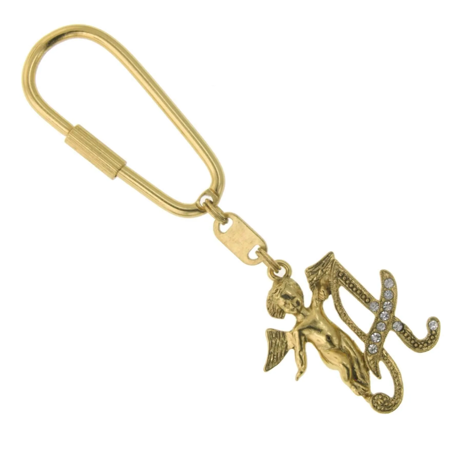 1928 Jewelry Crystal Accent Initial Angel Carabiner Key Chain 1928 Jewelry