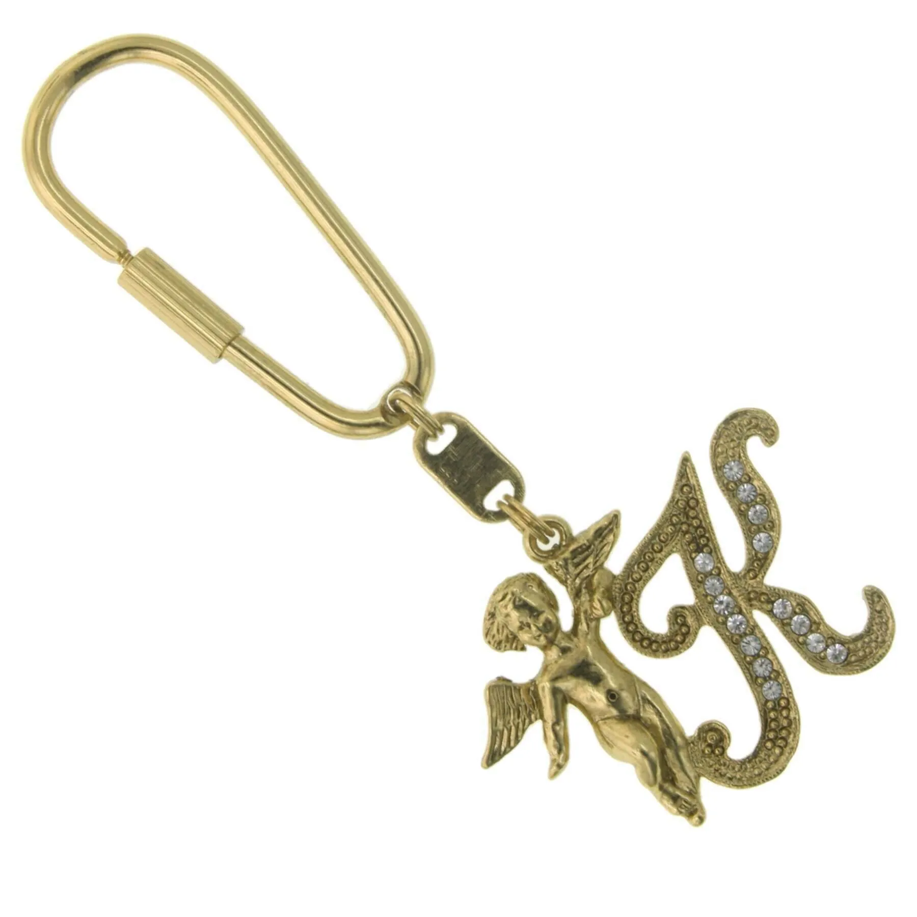 1928 Jewelry Crystal Accent Initial Angel Carabiner Key Chain 1928 Jewelry