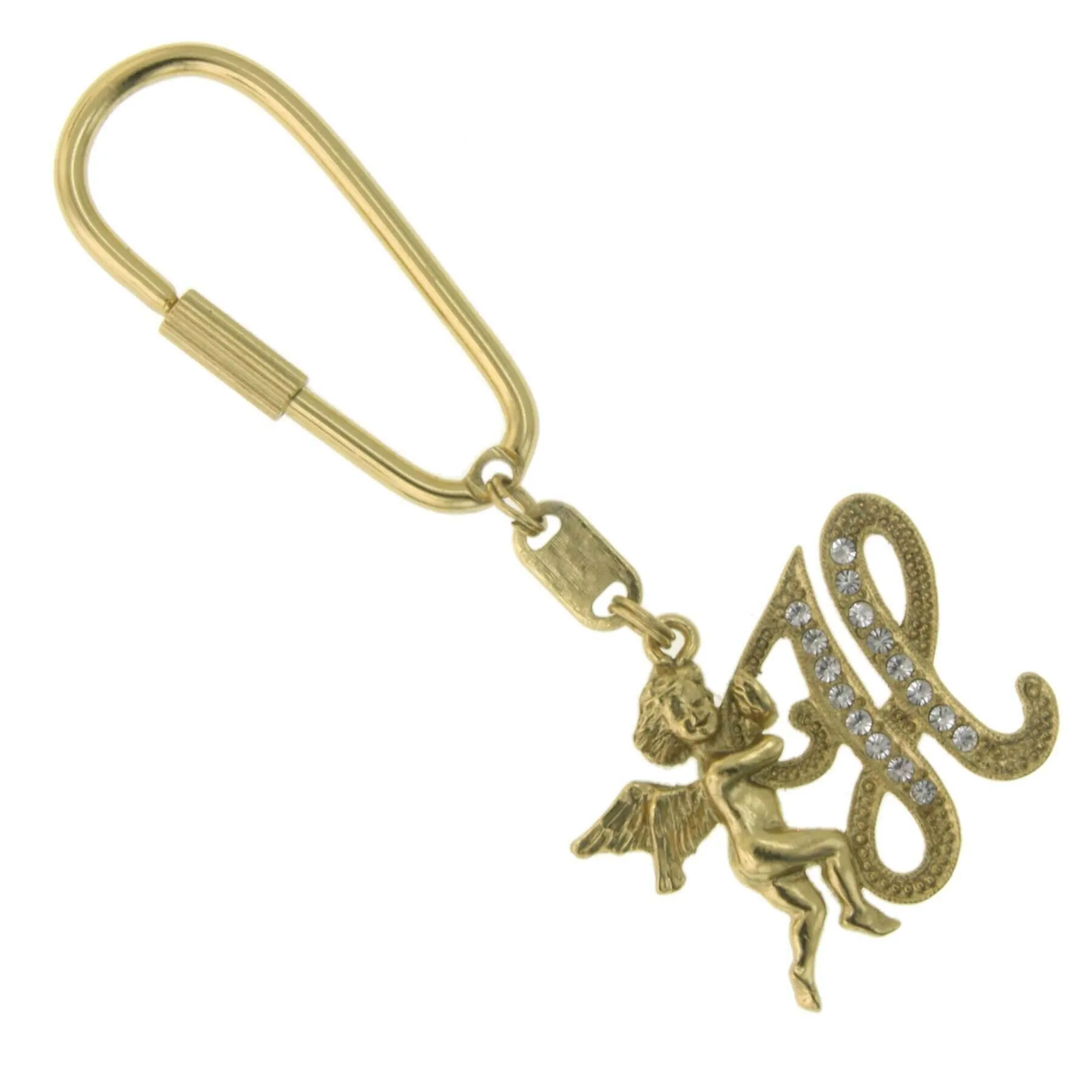1928 Jewelry Crystal Accent Initial Angel Carabiner Key Chain 1928 Jewelry