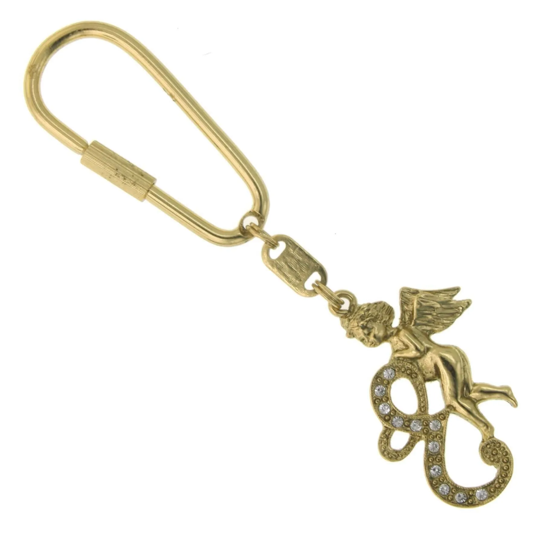1928 Jewelry Crystal Accent Initial Angel Carabiner Key Chain 1928 Jewelry