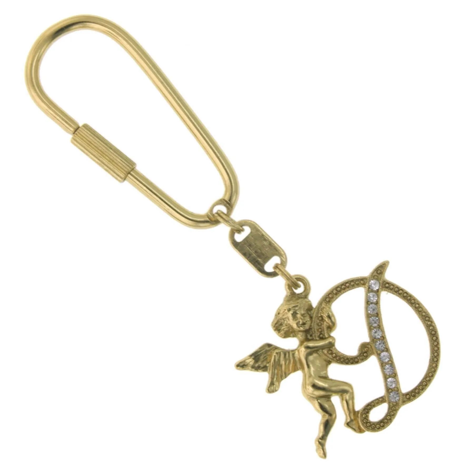 1928 Jewelry Crystal Accent Initial Angel Carabiner Key Chain 1928 Jewelry