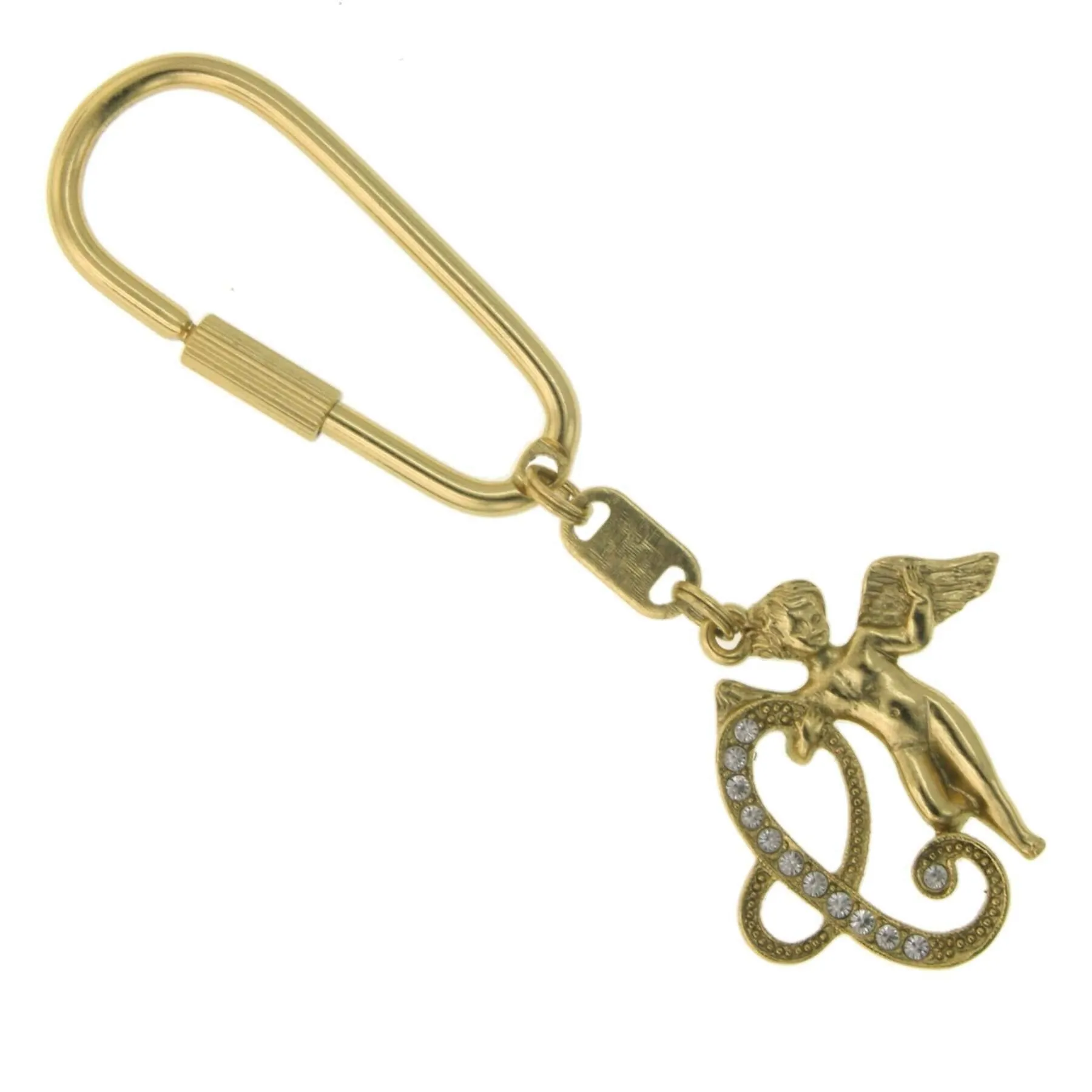 1928 Jewelry Crystal Accent Initial Angel Carabiner Key Chain 1928 Jewelry