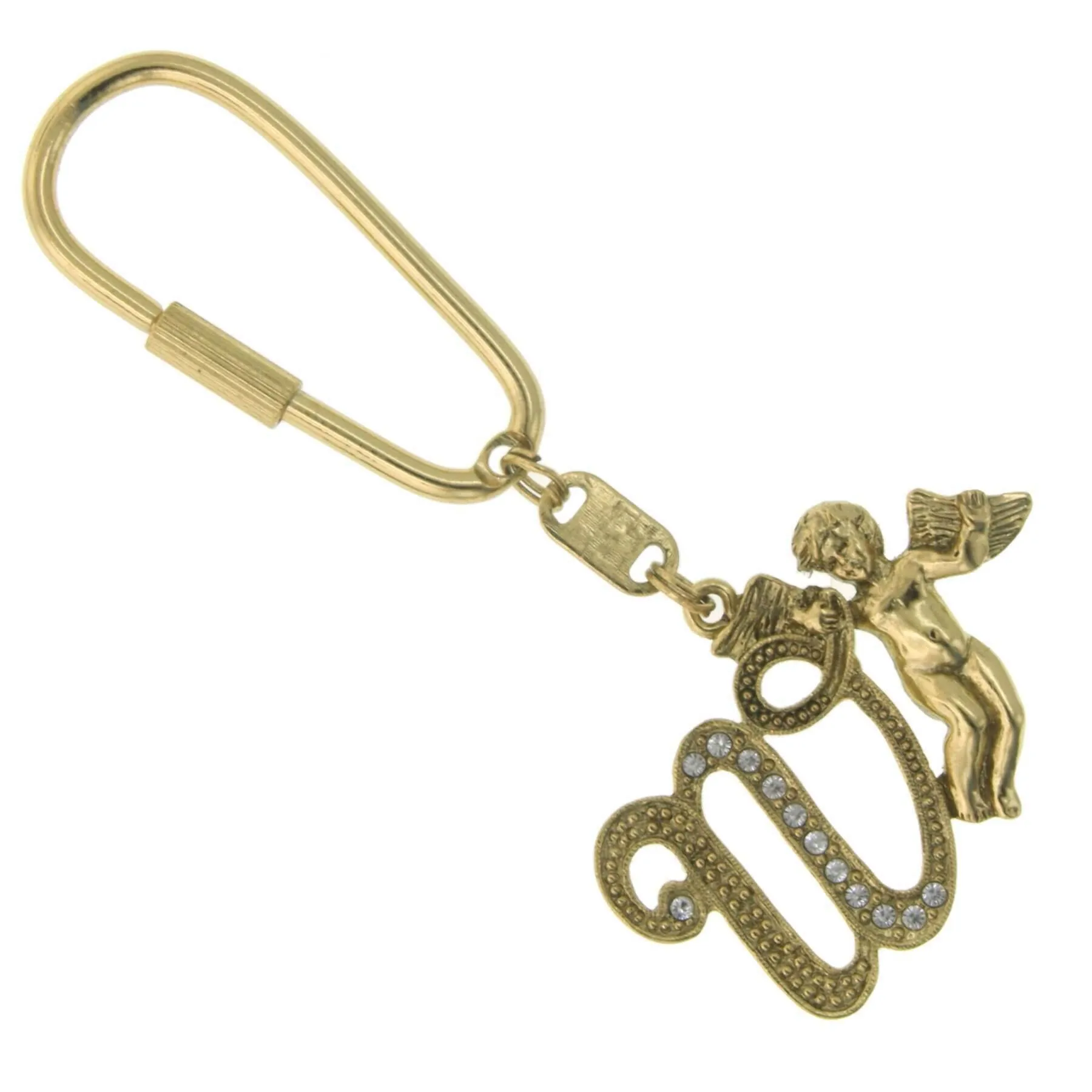 1928 Jewelry Crystal Accent Initial Angel Carabiner Key Chain 1928 Jewelry