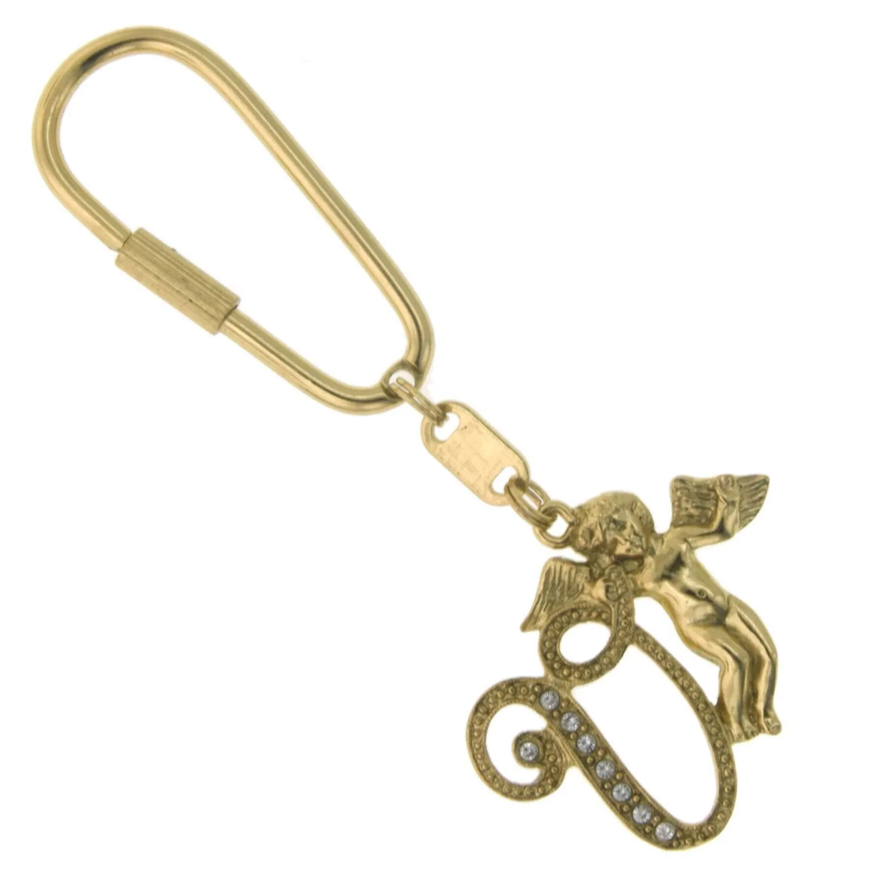 1928 Jewelry Crystal Accent Initial Angel Carabiner Key Chain 1928 Jewelry