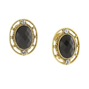 1928 Jewelry Crystal Accent Oval Button Clip On Earrings 1928 Jewelry