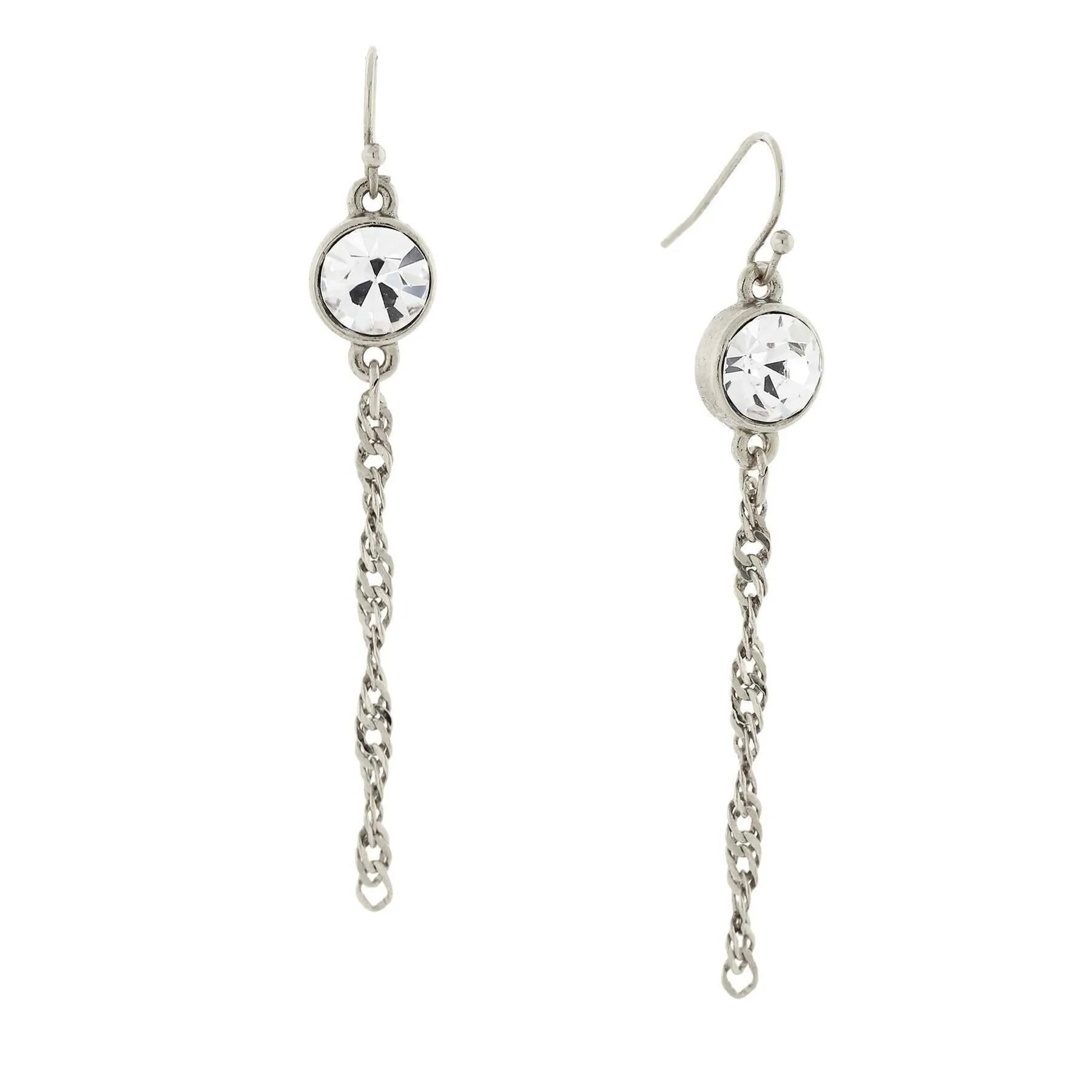 1928 Jewelry Crystal Chain Linear Drop Earrings 1928 Jewelry