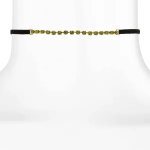 1928 Jewelry Crystal Choker With Black Faux Suede Ribbon Necklace 12"   5" Extender 1928 Jewelry