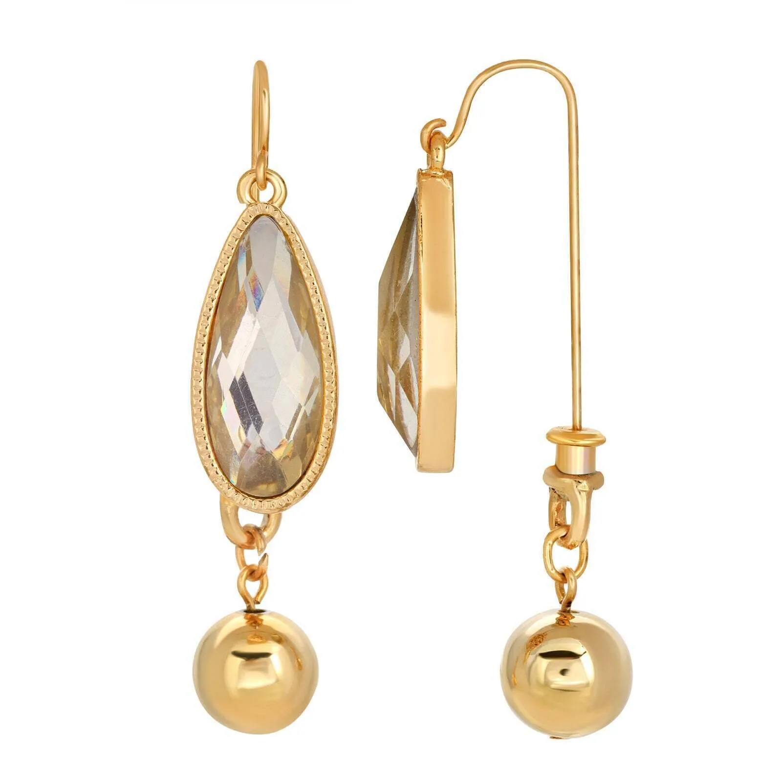 1928 Jewelry Crystal Clear Teardrop Front Back Earrings 1928 Jewelry