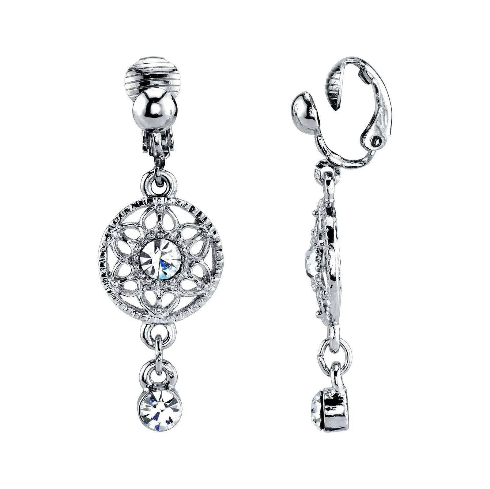 1928 Jewelry Crystal Clip On Drop Earrings 1928 Jewelry