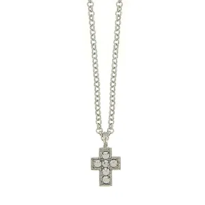 1928 Jewelry Crystal Cross Pendant Necklace 16"   3" Extender 1928 Jewelry