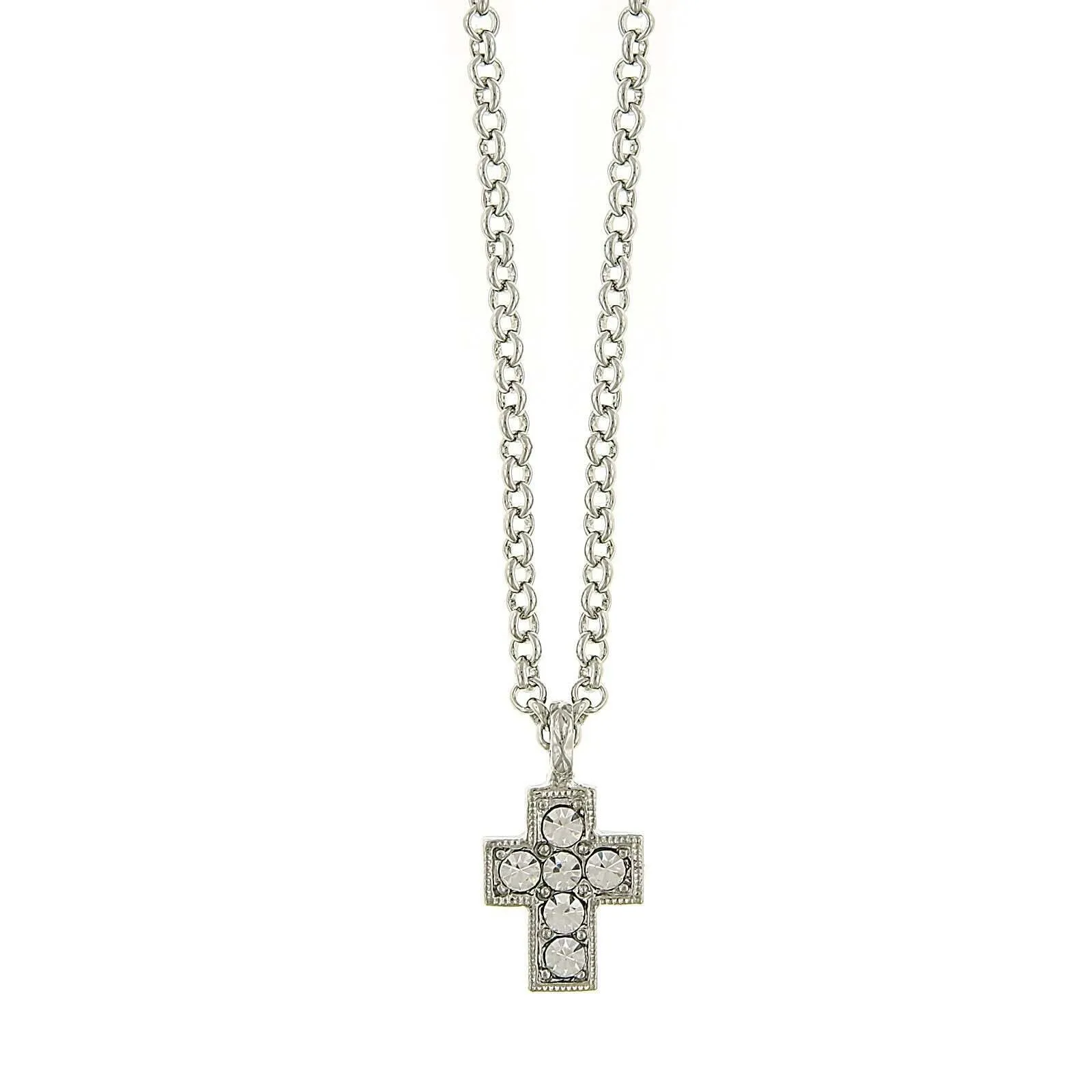 1928 Jewelry Crystal Cross Pendant Necklace 16"   3" Extender 1928 Jewelry