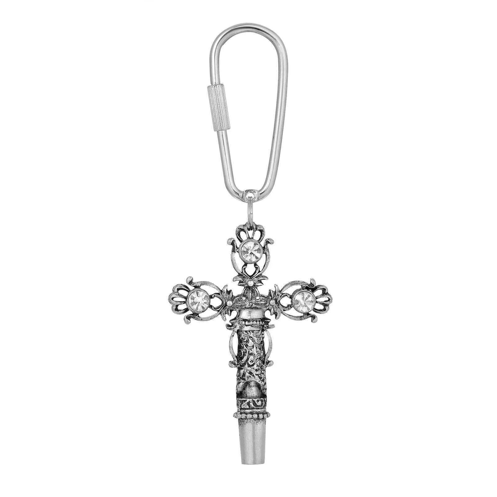 1928 Jewelry Crystal Cross Whistle Carabiner Key Chain 1928 Jewelry