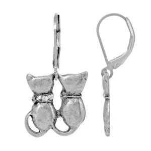 1928 Jewelry Crystal Double Cat Lever Back Earrings 1928 Jewelry