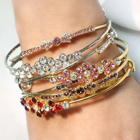 1928 Jewelry Crystal Expandable Wire Bangle Bracelet 1928 Jewelry
