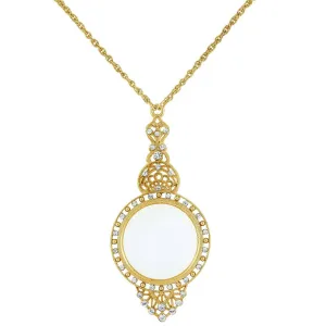 1928 Jewelry Crystal Filigree Magnifying Glass Necklace 30" - Magnification Power: 2X 1928 Jewelry