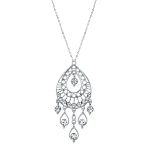 1928 Jewelry Crystal Filigree Multiple Teardrop Pendant Necklace 16"   3" Extender 1928 Jewelry