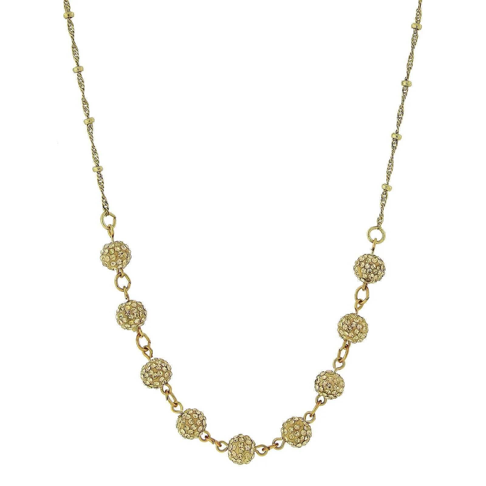 1928 Jewelry Crystal Fireball Pave Necklace 16"   3" Extender 1928 Jewelry