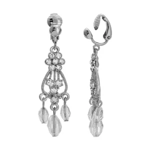1928 Jewelry Crystal Flower Beaded Chandelier Clip On Earrings 1928 Jewelry